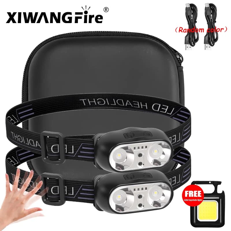 Mini Rechargeable Powerful Sensor Headlamp Fishing Camping USB Head Flashlight COB LED Head Light Torch Headlights Front Lantern
