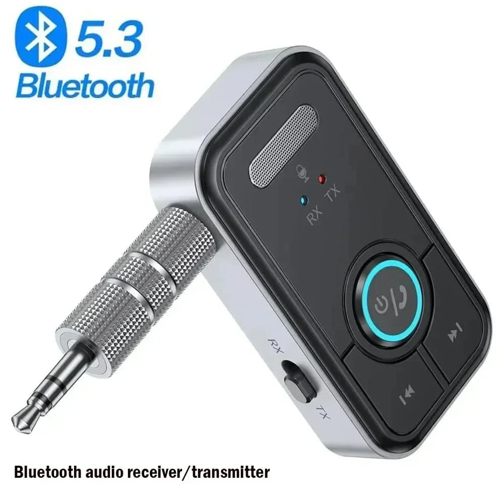 Ricevitore e Trasmettitore Bluetooth 5.3 2 in 1, Adattatore Audio Wireless con Jack AUX da 3,5mm per Auto, Musica, Auricolari, Altoparlanti e Vivavoce