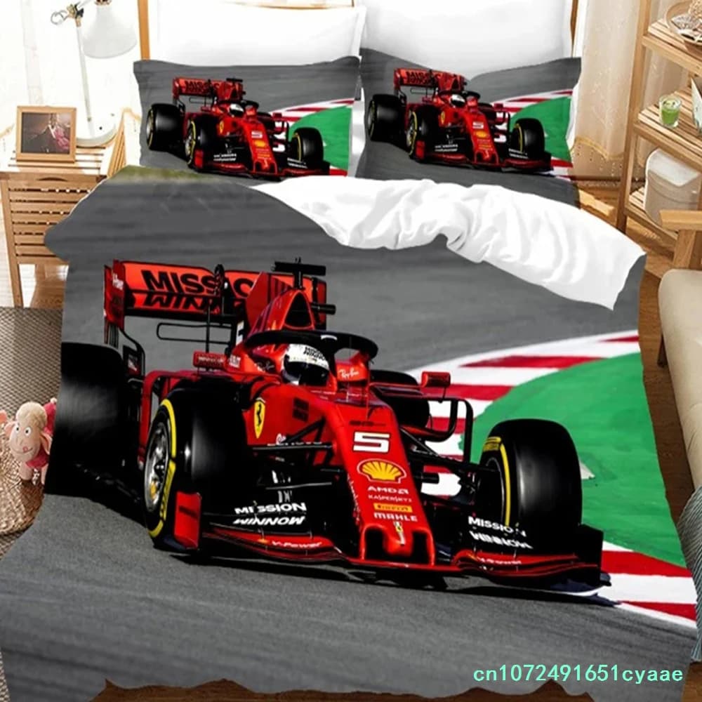 Red Racing Car F1 Game Racer Bedding Set Boys Girls Twin Queen Size Duvet Cover Pillowcase Bed Boys Adult Home Textileextile