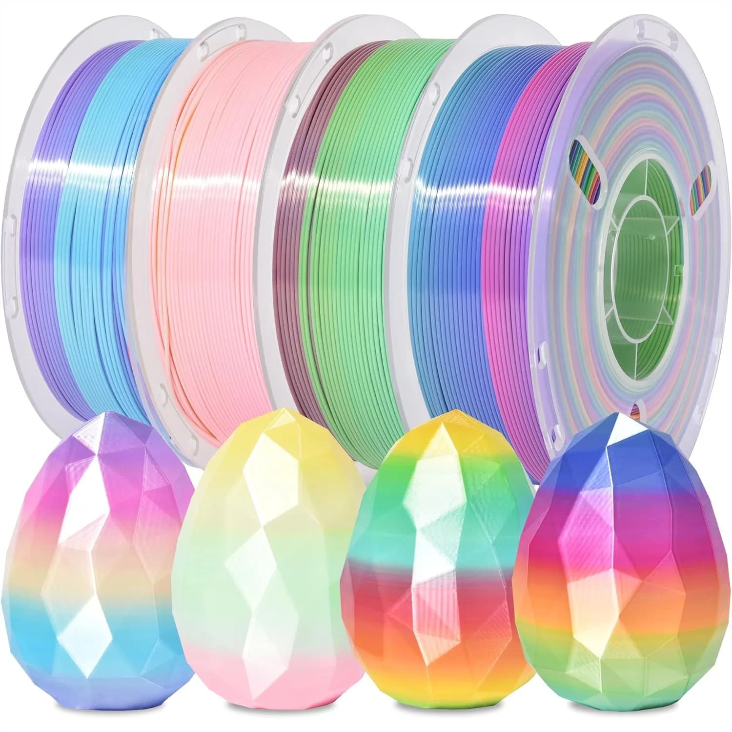 Filamento PLA Rainbow per Stampanti 3D, Cambio Colore Rapido, Opaco, 1.75mm, 1kg per Stampanti FDM