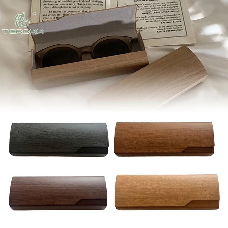 PU Imitation Wood Grain Glasses Case Reading Eyeglass Cases Myopia Glasses Box Unisex Hard Shell Sunglasses Container Boxes Gift