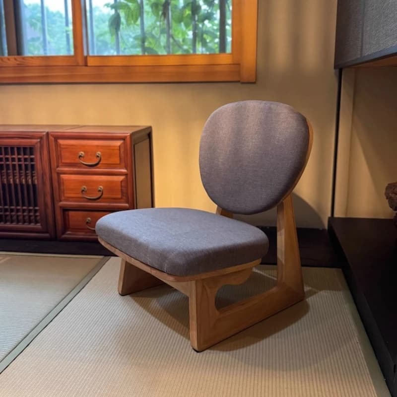 to- Leg Back Chair for Tea Ceremony Japanese Tatami Floor Stool Zen Style Window Seat for Balcony Meditation Chair with Cushion-