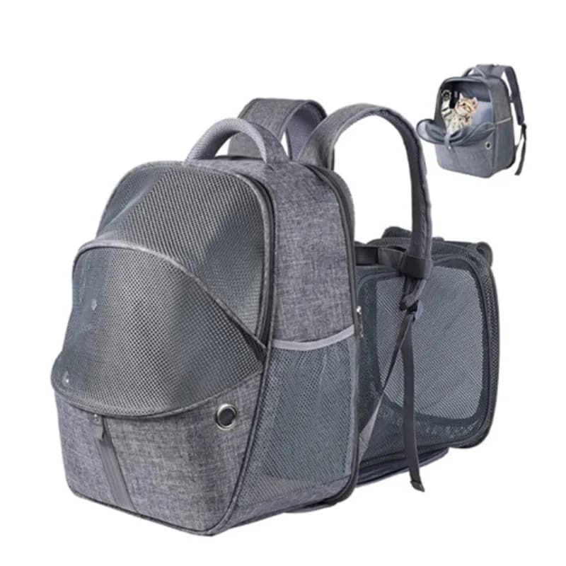 Foldable Cat Backpack Carrier - Breathable Expandable Pet Travel Bag, Large Capacity Anti-Escape Design for Pet Outdoor Hiking.