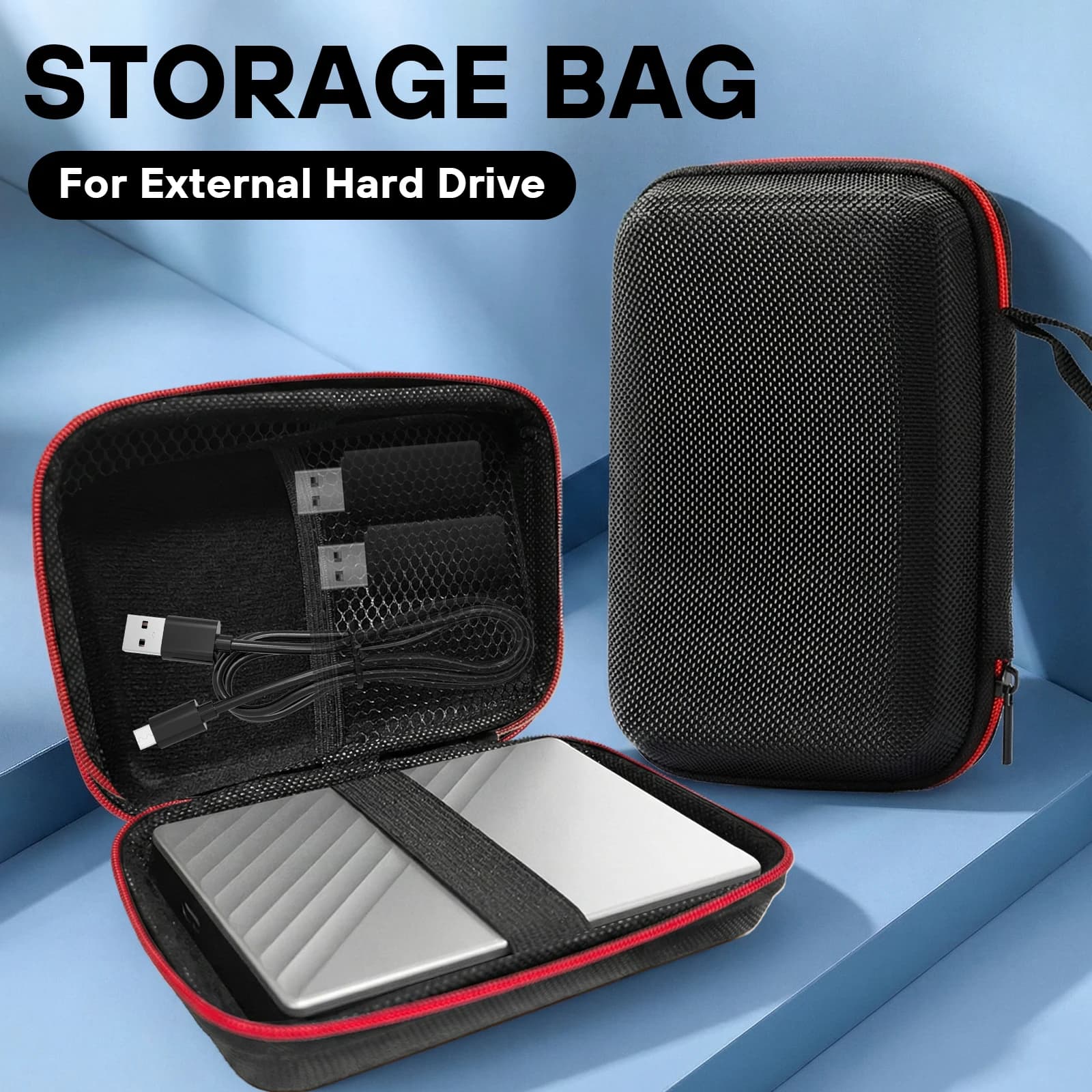 Custodia Protettiva Portatile da 2,5 Pollici Anti-graffio per Hard Disk Esterno, Auricolari e Chiavette USB