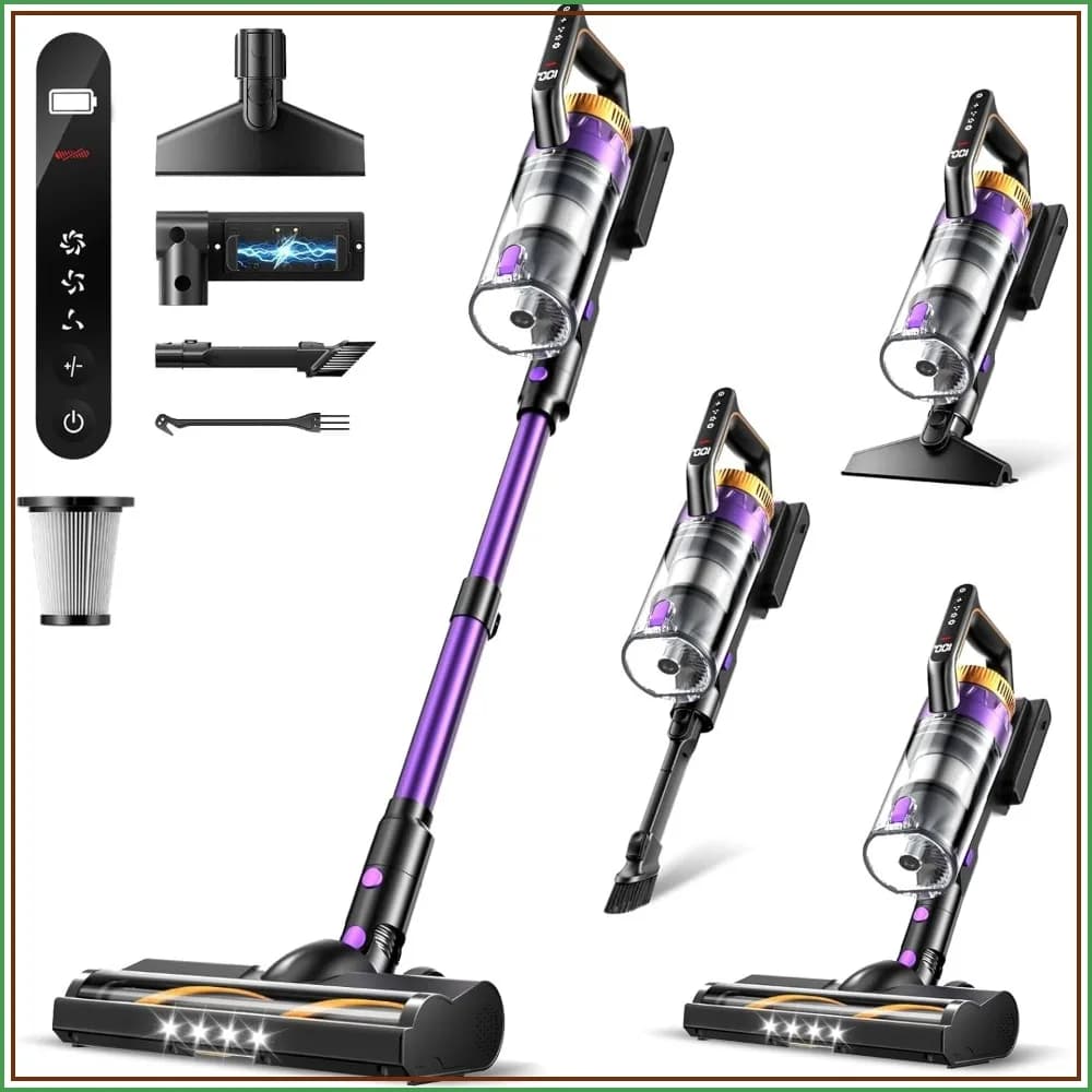 Cordless Vacuum Cleaner, 580W/48KPa Suction, 65Min Runtime, Lightweight Stick Vacuum with LED Screen & Wall Mount, for Pet Hair, Carpet & Hard Floors