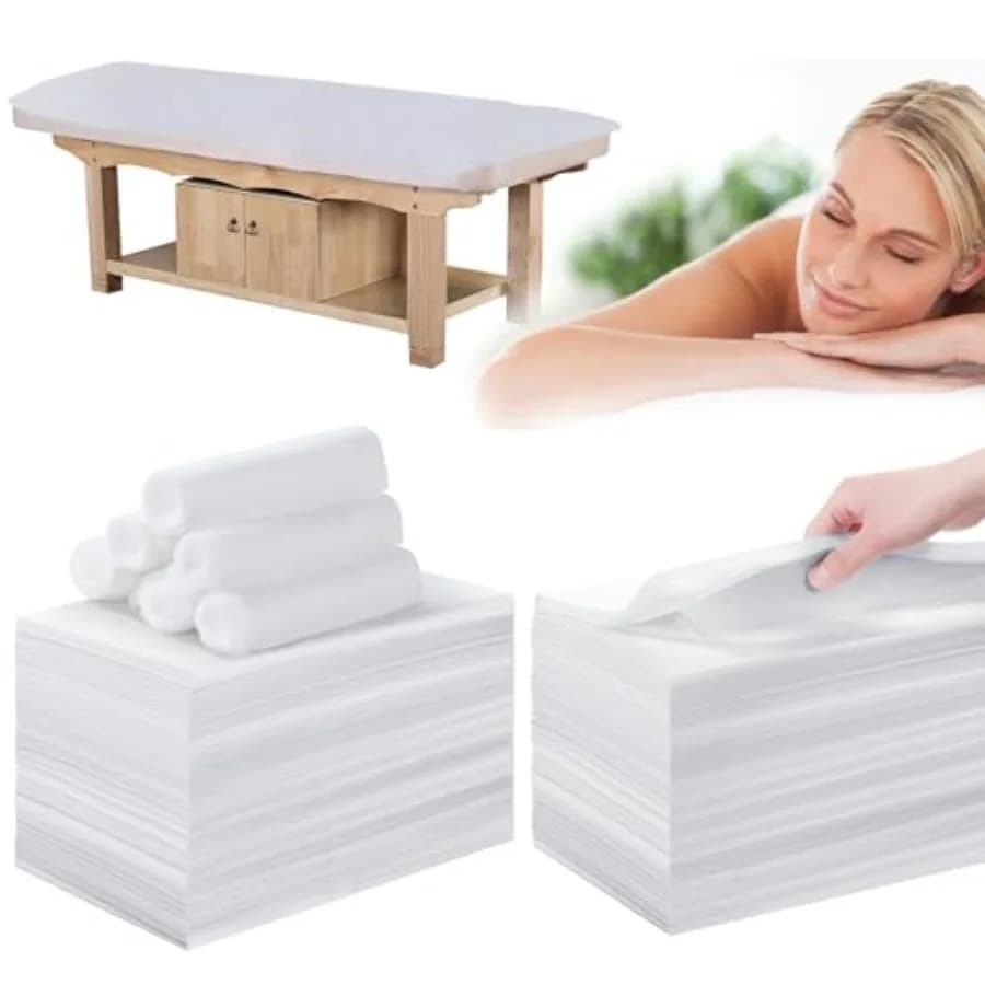 Lenzuola Monouso per Lettino da Massaggio 31" x 71" Impermeabili, Morbide in Tessuto Non Tessuto per SPA