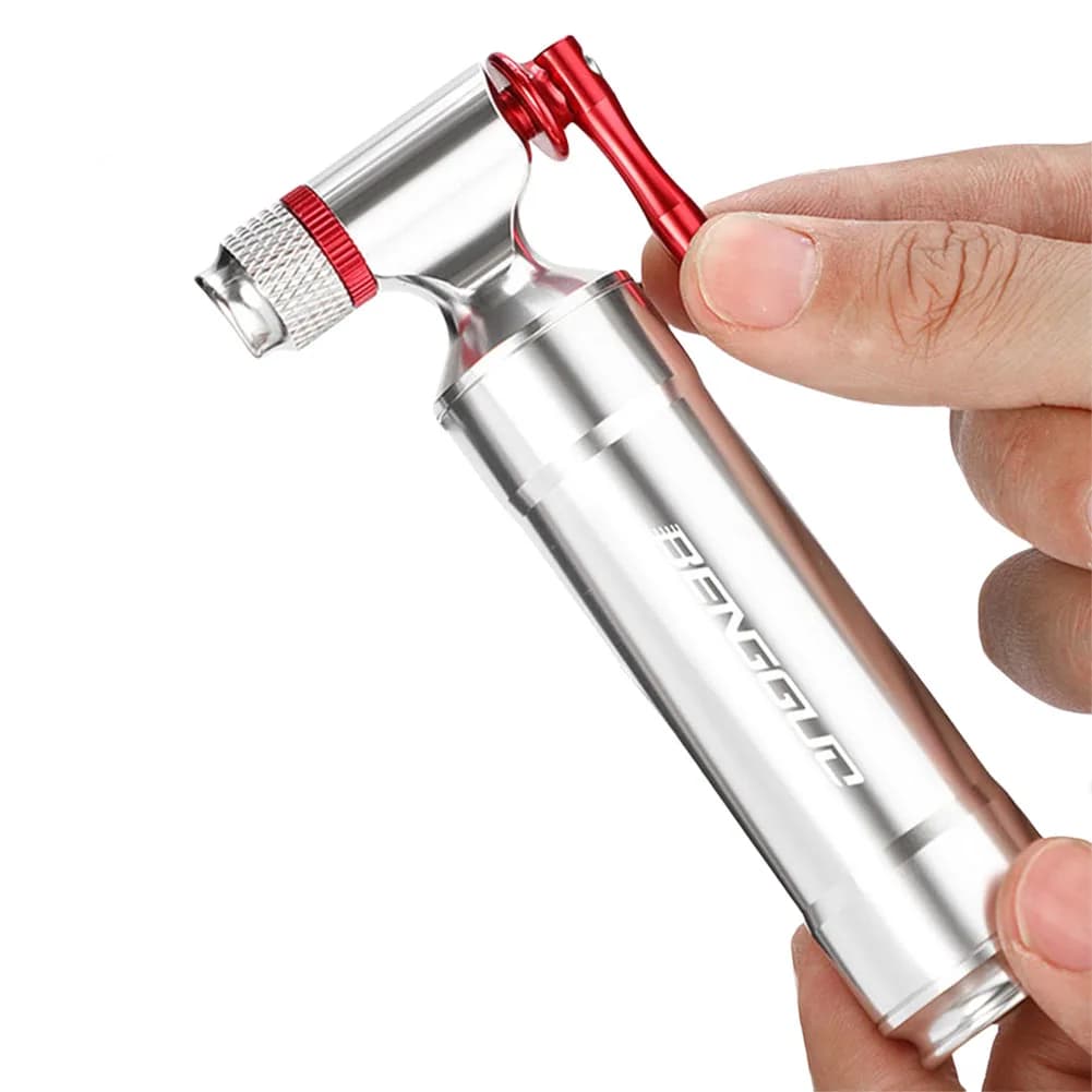 Pompa per Bicicletta CO2 con Valvola Schrader e Valvola Standard, Gonfiatore Portatile per Pneumatici in Lega di Alluminio per MTB e Bici da Strada