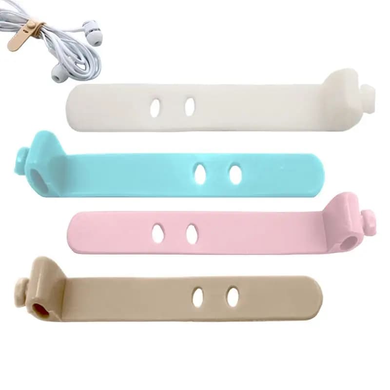 5PCS Cable Organizer Ties Clip Charger Cord Management Silicone Wire Manager Mouses Earphone Holder Data Line Winder Straps