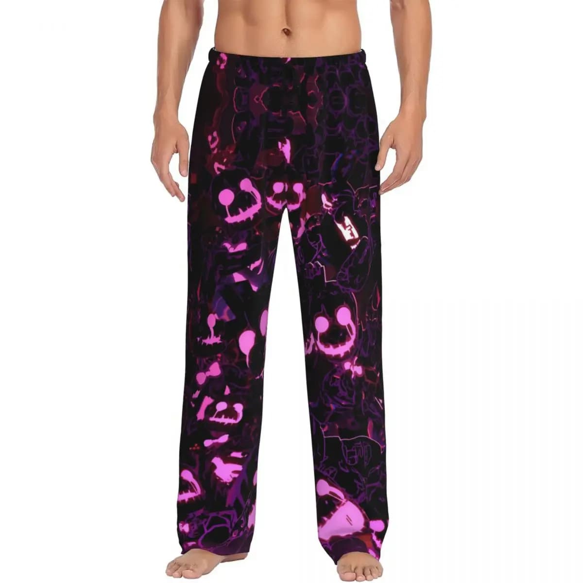 Pantaloni da pigiama FNAF con cinturino a molla da uomo stampati personalizzati Pantaloni da notte per bambole meccaniche con tasche