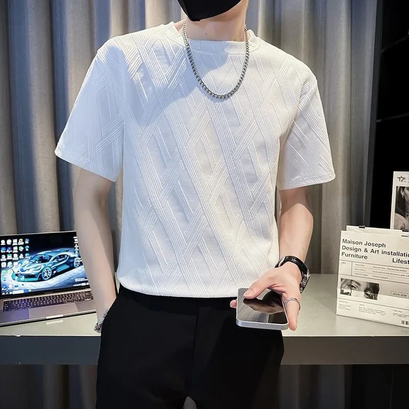 Loose Casual Short Sleeve round Neck T-Shirt for Small Stature Men XS S Size Hip Hop Trendy Polyester Fiber Summer Tee