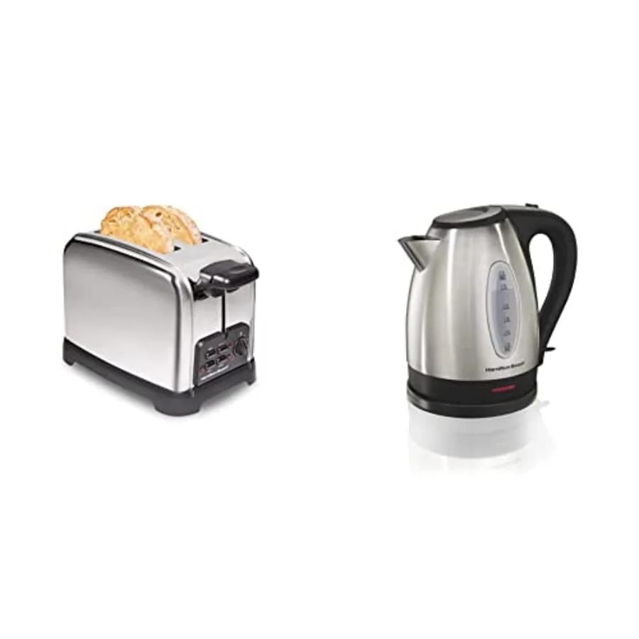 Tostapane Retrò con Fessure Larghe, Tecnologia Sure-Toast, Impostazioni Scongelamento Bagel, Funzione Auto Boost, 2 Fette, Bollitore Elettrico per Acqua