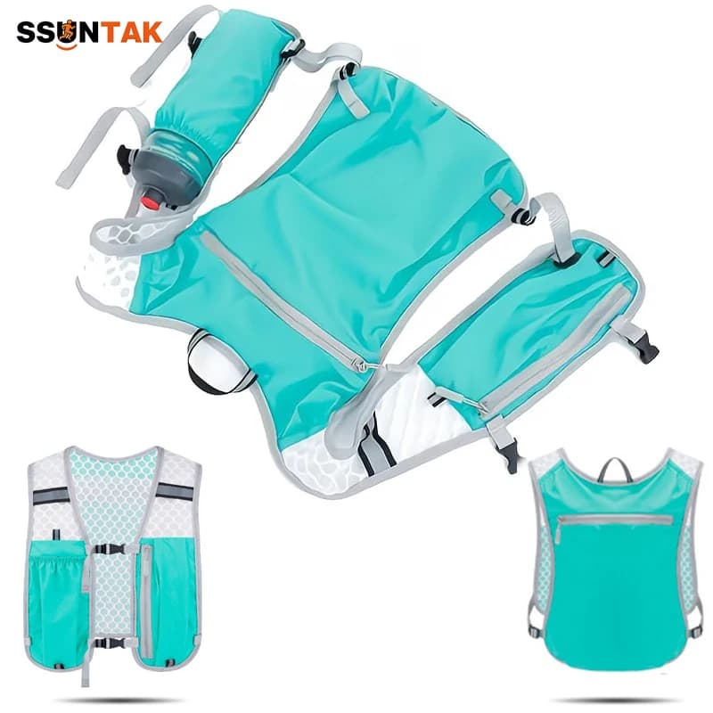 SSUNTAK Gilet Idratazione Ultraleggero Riflettente Traspirante per Corsa, Zaino Monospalla per Uomo Donna, Escursionismo Ciclismo Maratona