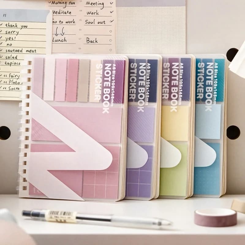 Quaderno A6 Soft Loop con foglietti adesivi, blocco ricaricabile rilegato a spirale per studio in ufficio, simpatico blocco note portatile e diario aziendale