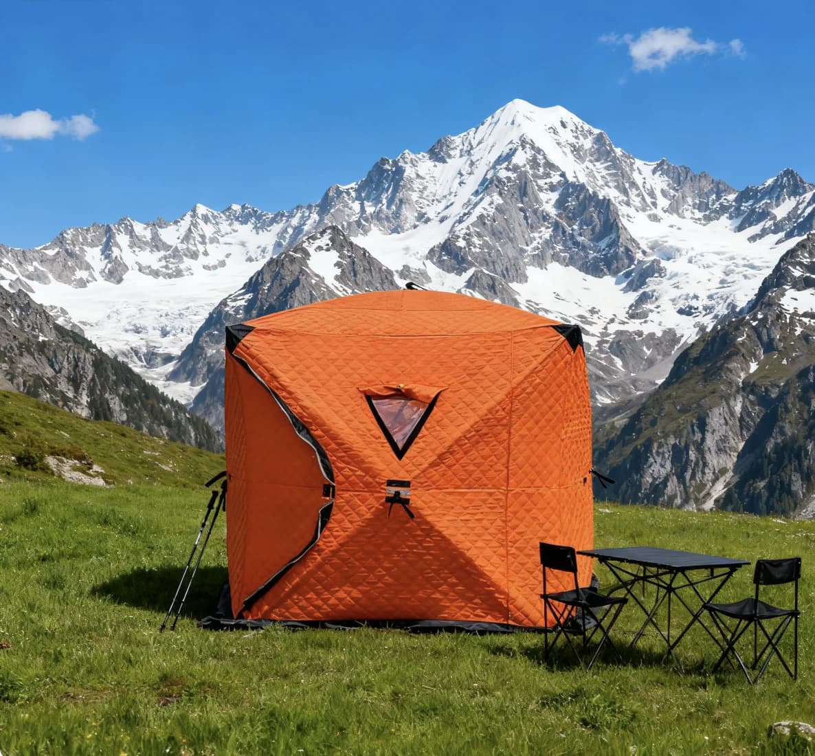 Windproof Insulated Ice Fishing Tent Automatic Quick Setup 3-5 Person Oxford Fabric for Winter Outdoor Camping