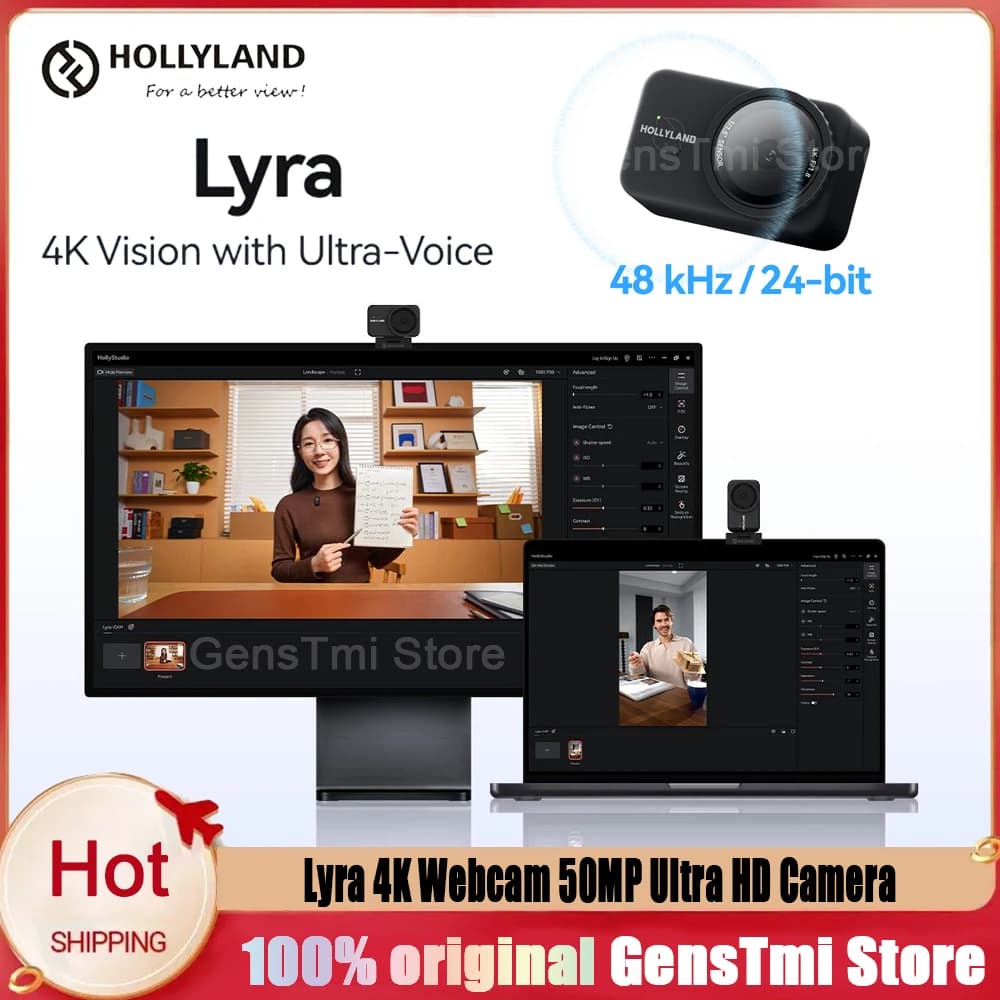 Hollyland Lyra 4K Webcam 50MP Ultra HD Camera AI Auto Tracking for Video Conference Live Streaming Online Teaching Interview