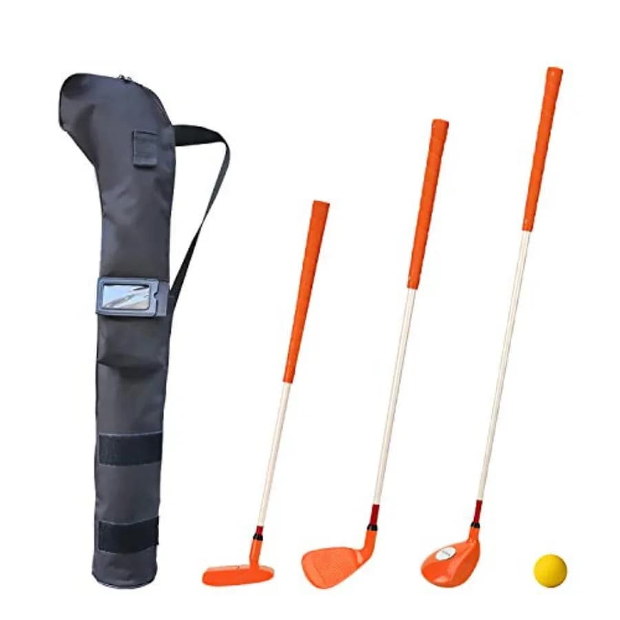 Set di mazze da golf per sport all'aperto: pacchetto completo con tre mazze, borsa da trasporto resistente e palline morbide da allenamento, ideale per attività all'aperto.