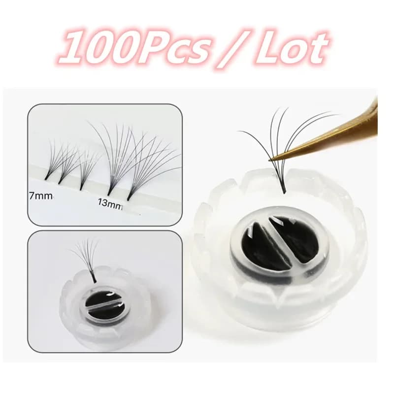 ARISON 100pcs ciglia finte coppe fiorite Fan strumenti per il trucco Sun Flower Glue Cup Extension ciglia piantare innesto fioritura rapida