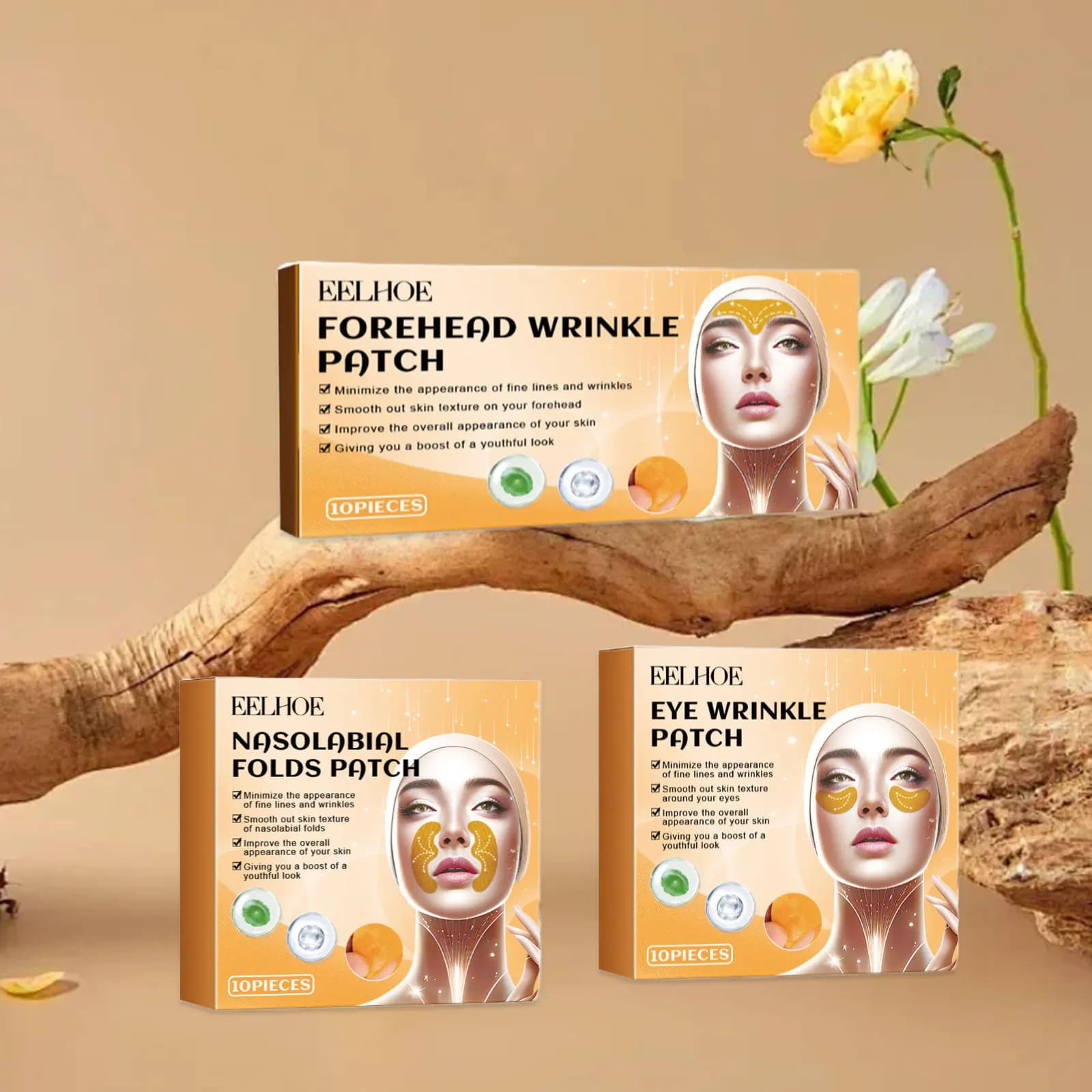 Collagen face patches for wrinkles Centella Asiatica Feet of smooth gallon Smiling Line Rassodante Front Eyes Patche nasolabial Feet