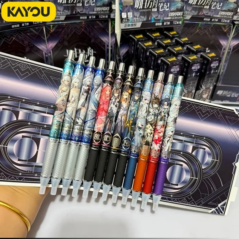 Original Kayou Arknights Black Gel Pen Blind Box Crack Version Anime Characters Stationery Signature Pen Birthday Gifts