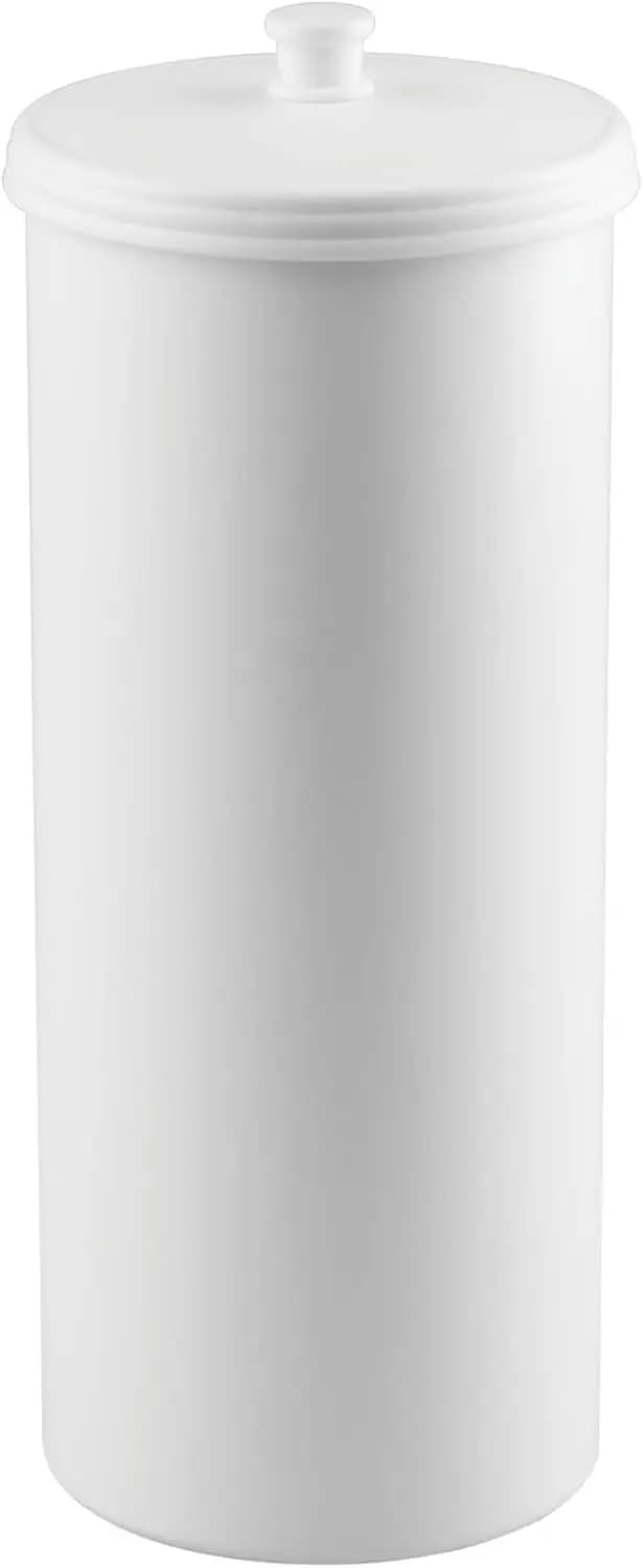 Portarotolo da terra con coperchio per 3 rotoli extra, bianco, per bagno