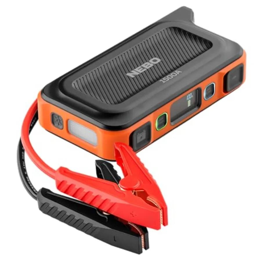 Avviatore di Emergenza 1500A con Picco di 1500 Ampere, Batteria Portatile da 29.9Wh per Veicoli 12V, Antiscintilla, con Porta USB-C