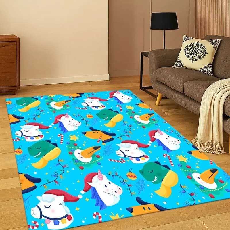 Dream Unicorn Cute Cartoon Girl Carpet Rug for Bedroom Living Room Sofa Playroom Doormat Home Decor,Kid Game Area Rug Non-slip