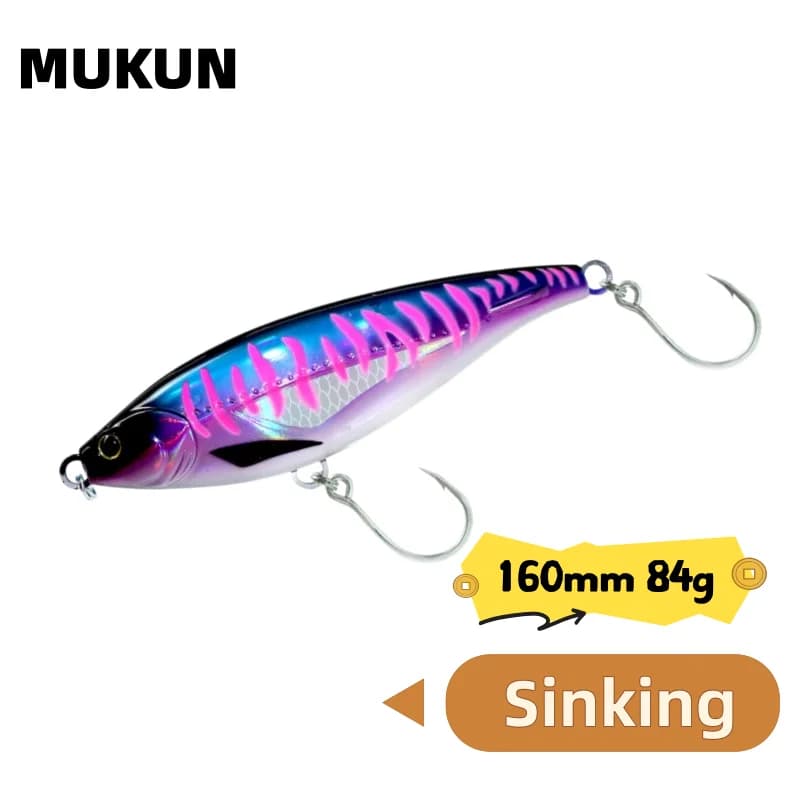 MUKUN Esca Artificiale Affondante Tipo Stickbait 160mm 84g, Esca a Matita per Lanci Lunghi, Esca Dura Artificiale per Pesca in Acqua Salata