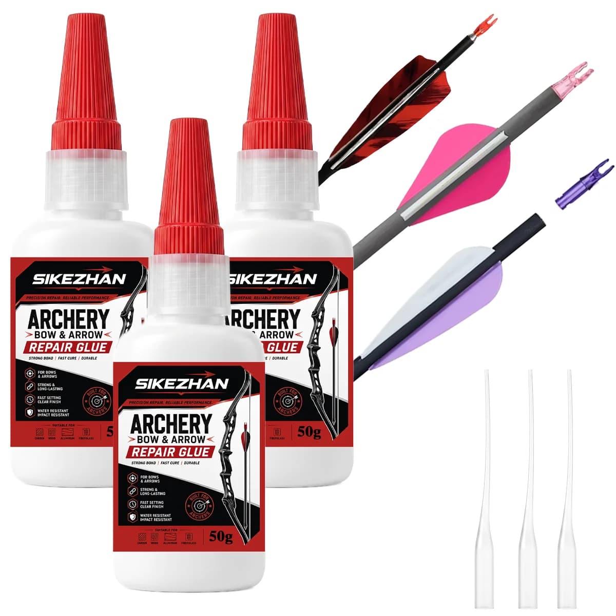 Archery Bow & Arrow Repair Glue Fast Setting Strong Adhesive for Carbon Wood Fiberglass Shafts Fletching Nocks Precision Repair