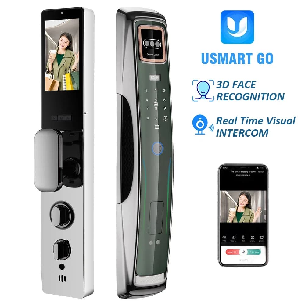 Serratura Intelligente Digitale con Impronta Digitale e Riconoscimento Facciale, Wi-Fi, Funzione Interfono, Completamente Automatica