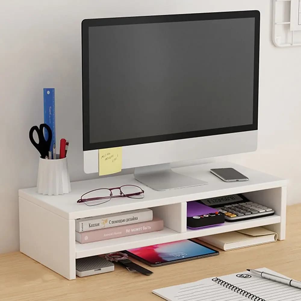 Base stabile Supporto per computer desktop in legno Facile da montare Proteggi la colonna vertebrale cervicale Rialzo per laptop da ufficio Altezza di visualizzazione confortevole