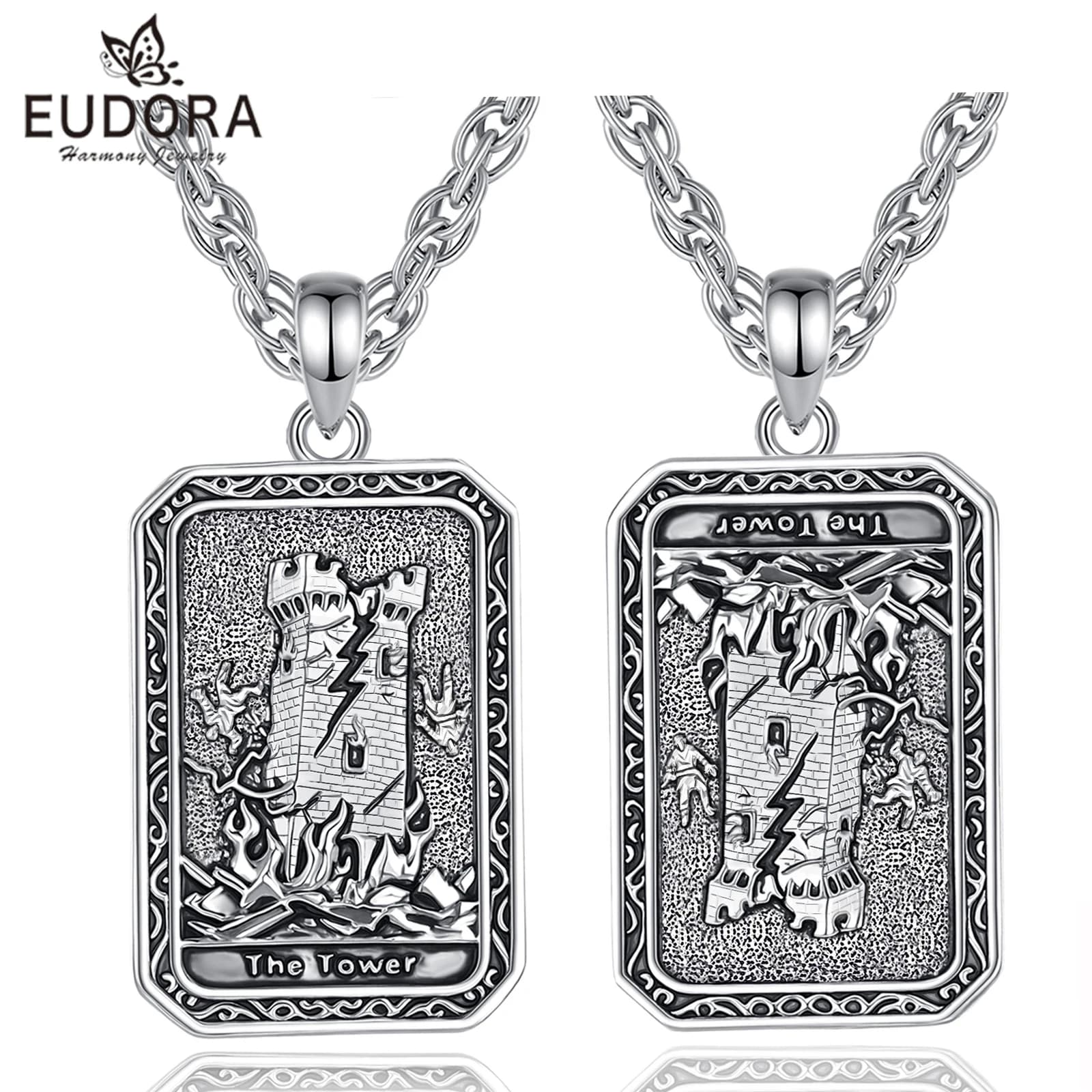 Collana con Carte dei Tarocchi Eudora The Tower, Ciondolo Vintage in Rame degli Arcani Maggiori, Gioiello Spirituale Amuleto, Regalo per Donne e Uomini