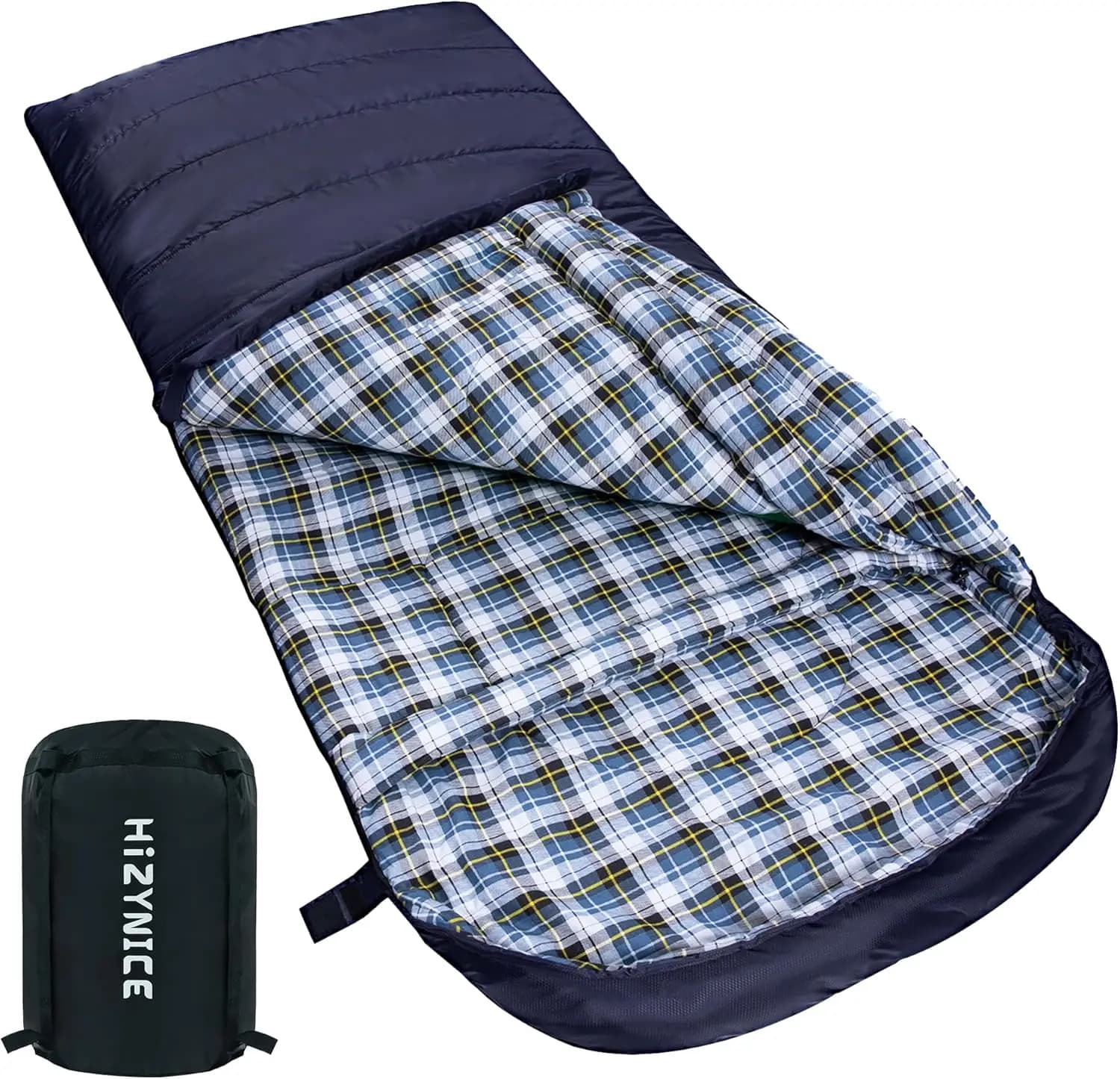 Sacco a Pelo Extra Large per Climi Freddi, 100% Cotone Flanella per Adulti, Include Sacca di Compressione