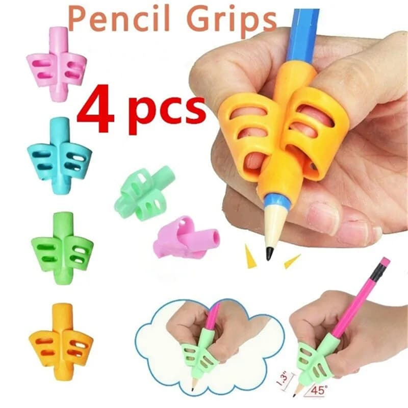 4Pcs/Set Pencil Grips Kids Handwriting Posture Correction Training Grippers Writing AIDS Pens Holding for Toddler Children Gifts