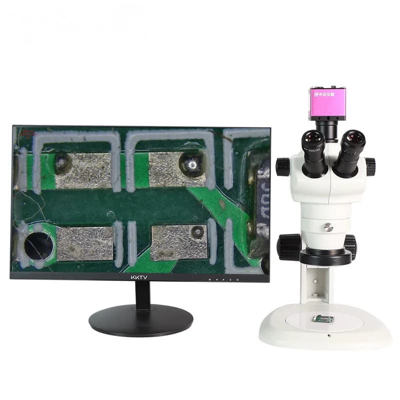 Microscopio stereo video con telecamera industriale CCD per microscopio elettronico a tre occhi ad alta definizione