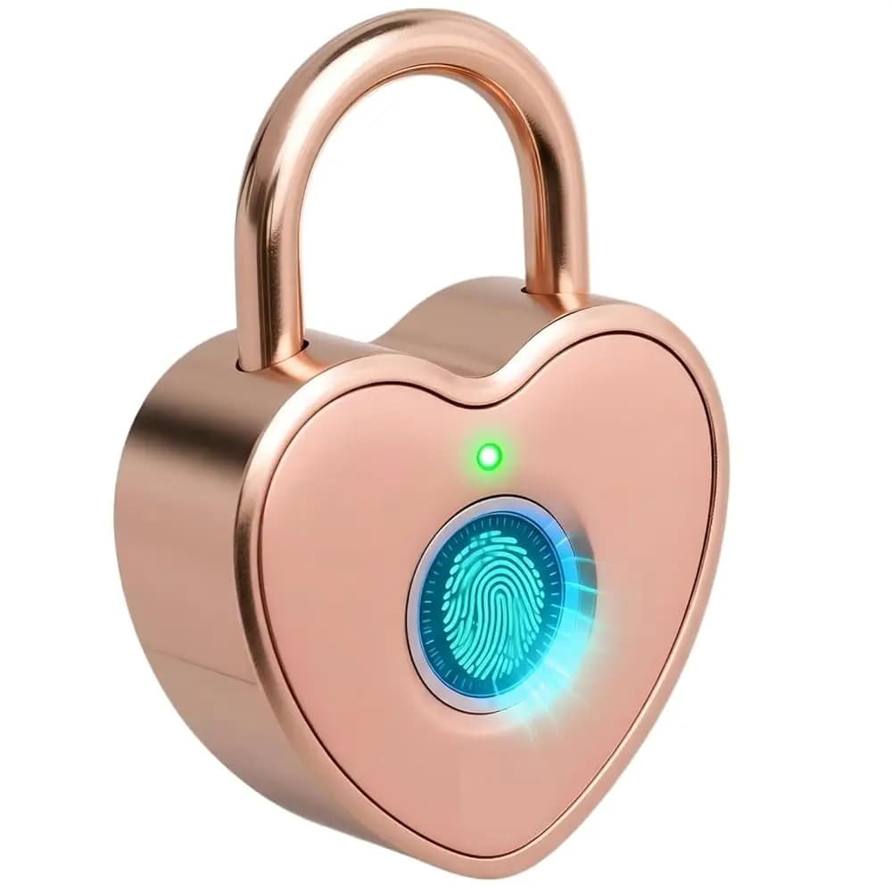 Lucchetto a Forma di Cuore con Impronta Digitale, Piccolo Lucchetto Intelligente per Armadietti, Zaini, Scuola, Cassette Postali, Valigie da Viaggio, San Valentino
