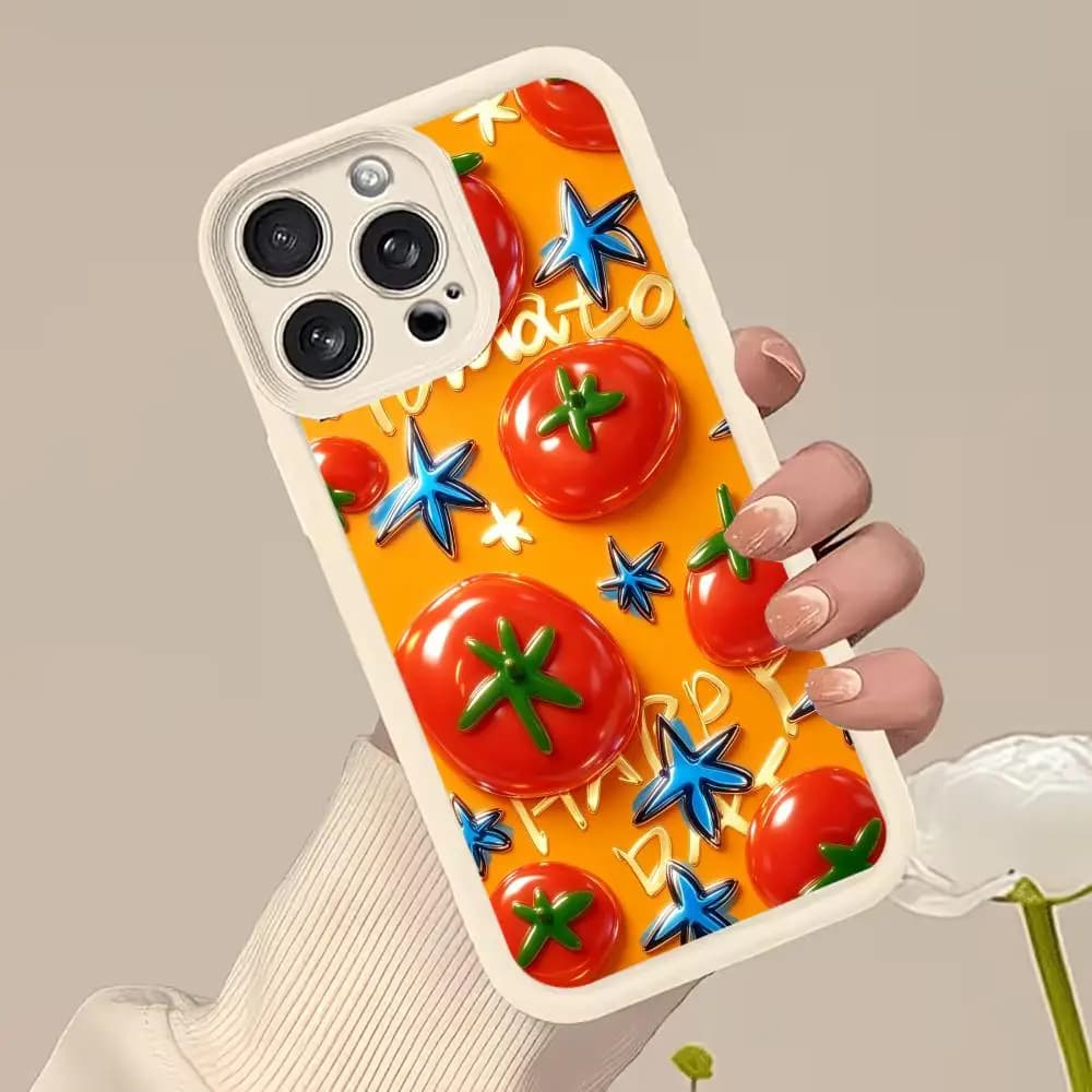 Cute Foodie Tomato phone case for carcasa iphone for iPhone 17、16、15、14、13、12pm Pro Plus Super-strong protection Dropresistant