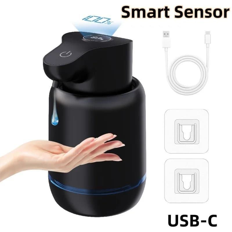 2025 Dispenser automatico di sapone schiumogeno touchless 420ml 4 livelli regolabile ricaricabile elettrico montato a parete per cucina