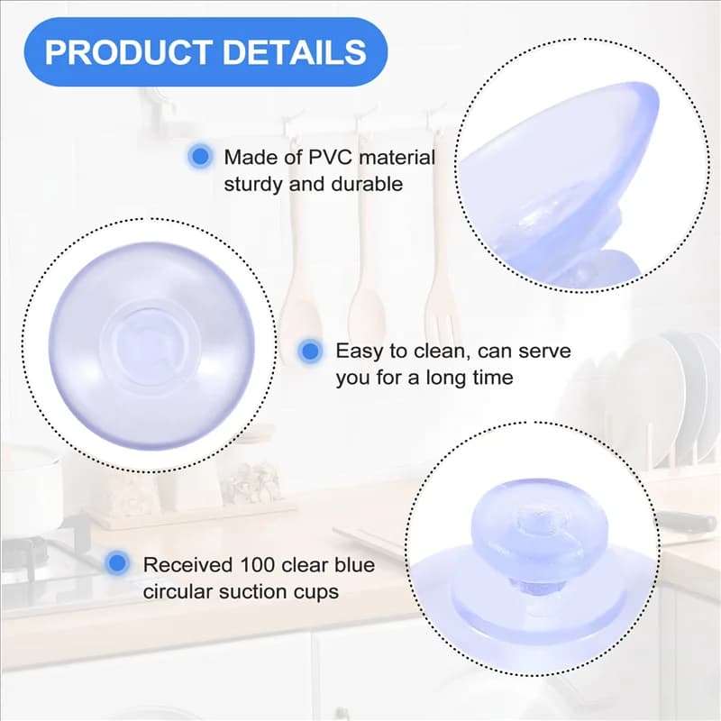 -A65I 100 ventose trasparenti, ventose in plastica, cuscinetti senza ganci per esterni, cucina, bagno, finestra 20 mm