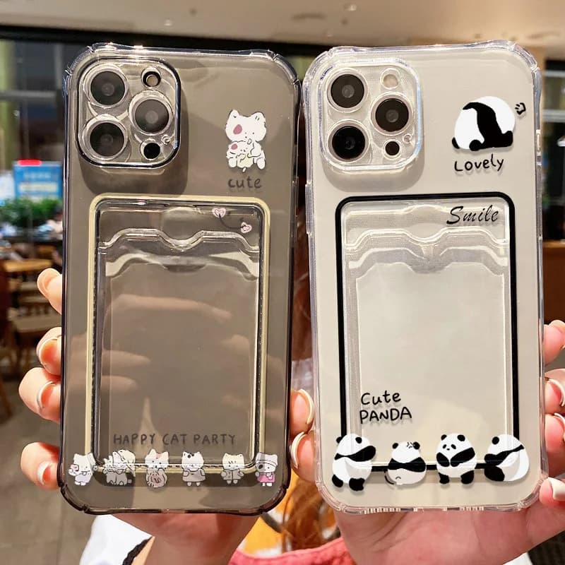 Custodia per telefono con animali simpatici cartoni animati per iPhone 13 Custodia per iPhone 15 11 16 14 12 17 Pro Max Air 7 8 Plus 16e XR SE Custodia morbida per carte