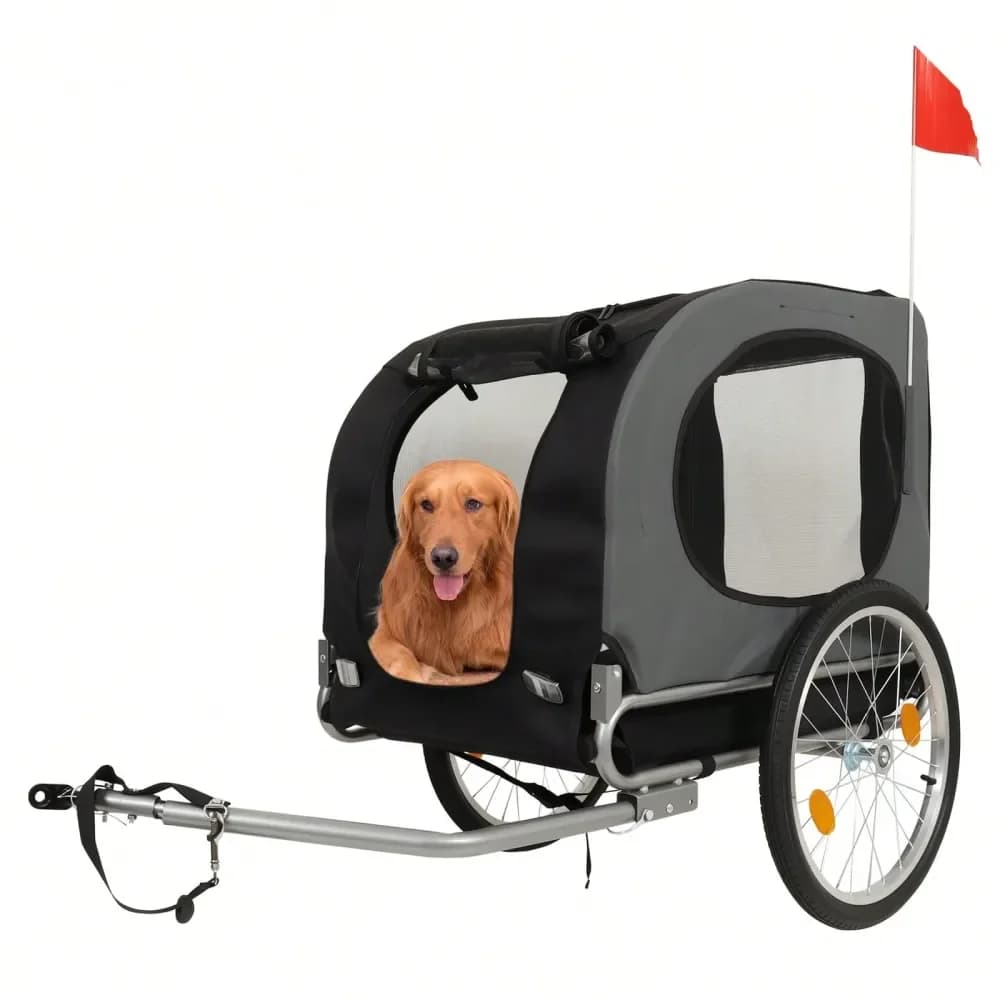 Rimorchio per Bicicletta per Cani, Carrello Passeggino per Animali Domestici da 88 libbre, Trasportino per Bicicletta con Attacco Rapido, Ruote a Sgancio Rapido, Telaio Pieghevole, Tappetino Antiscivolo Lavabile