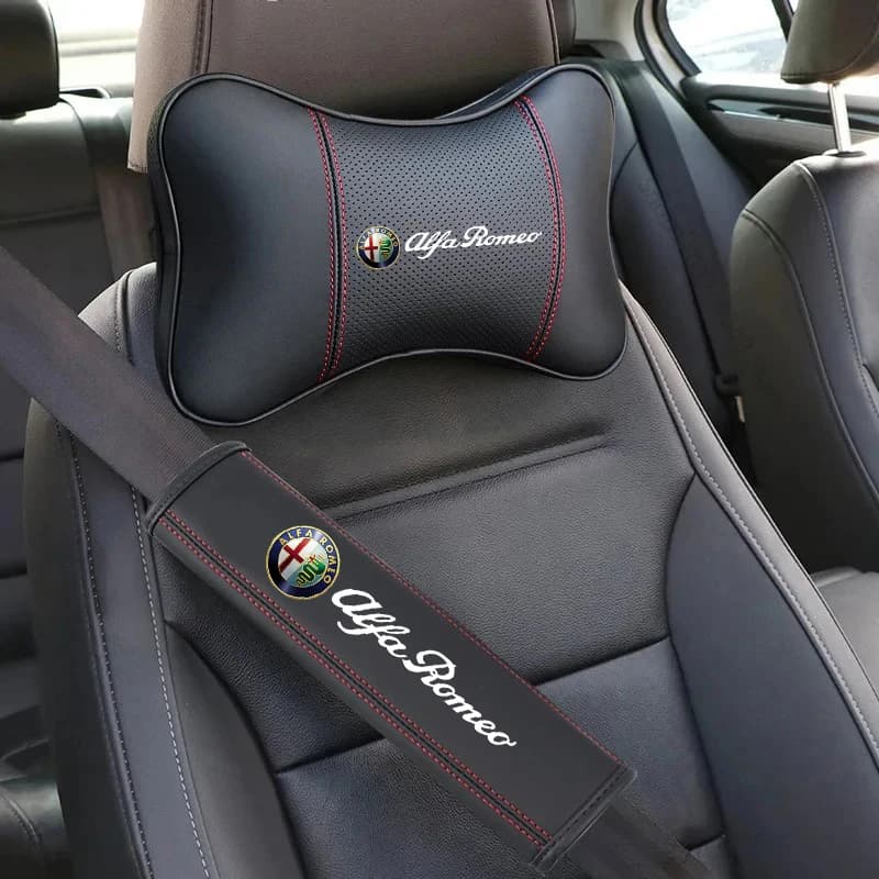 Per Alfa Romeo 4C 159 Spider Giulia Giulietta 156 Tonale Mito 147: Copri Cintura di Sicurezza con Protezione Spalle e Cuscino Poggiatesta Collo