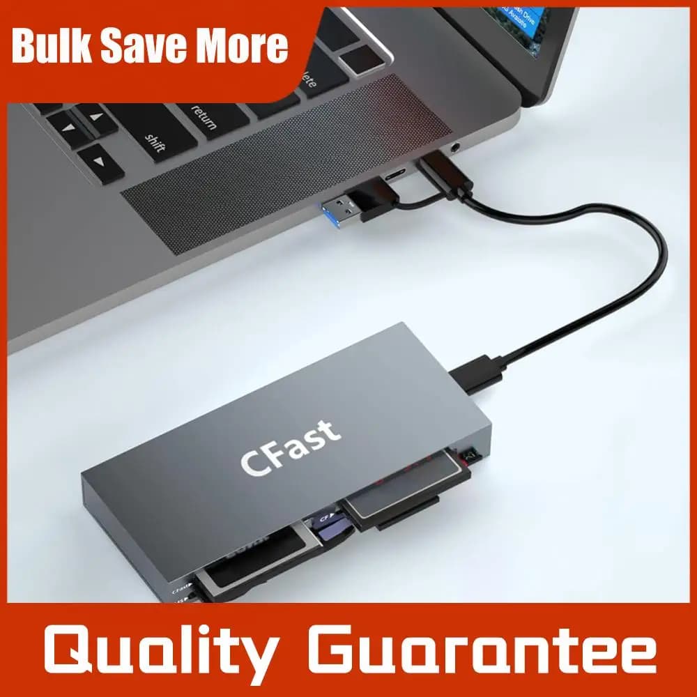 Lettore di schede CFast, legge 6 schede simultaneamente, lettore di schede USB C CFast 2.0, lettore di schede USB da 5 Gbps per schede CFast/CF/MS/SD/TF/XD