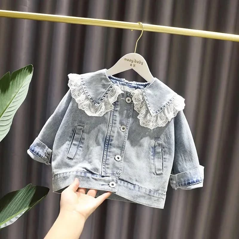 1-10 anni neonate giacca di jeans nuova moda bambini Jean cappotto per ragazze dolce pizzo design principessa tuta sportiva abbigliamento per bambini