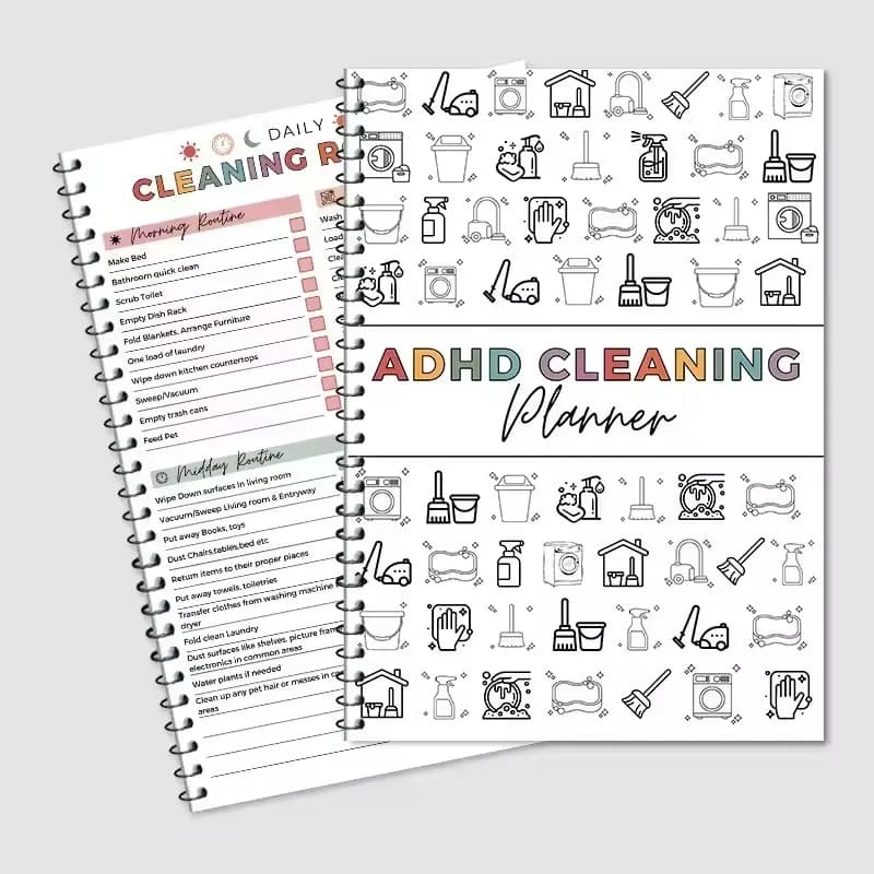 Pacchetto pianificatore di pulizia ADHD: include programma di pulizia della casa, suggerimenti settimanali, mensili, per tutto l'anno, grafico dei lavori domestici
