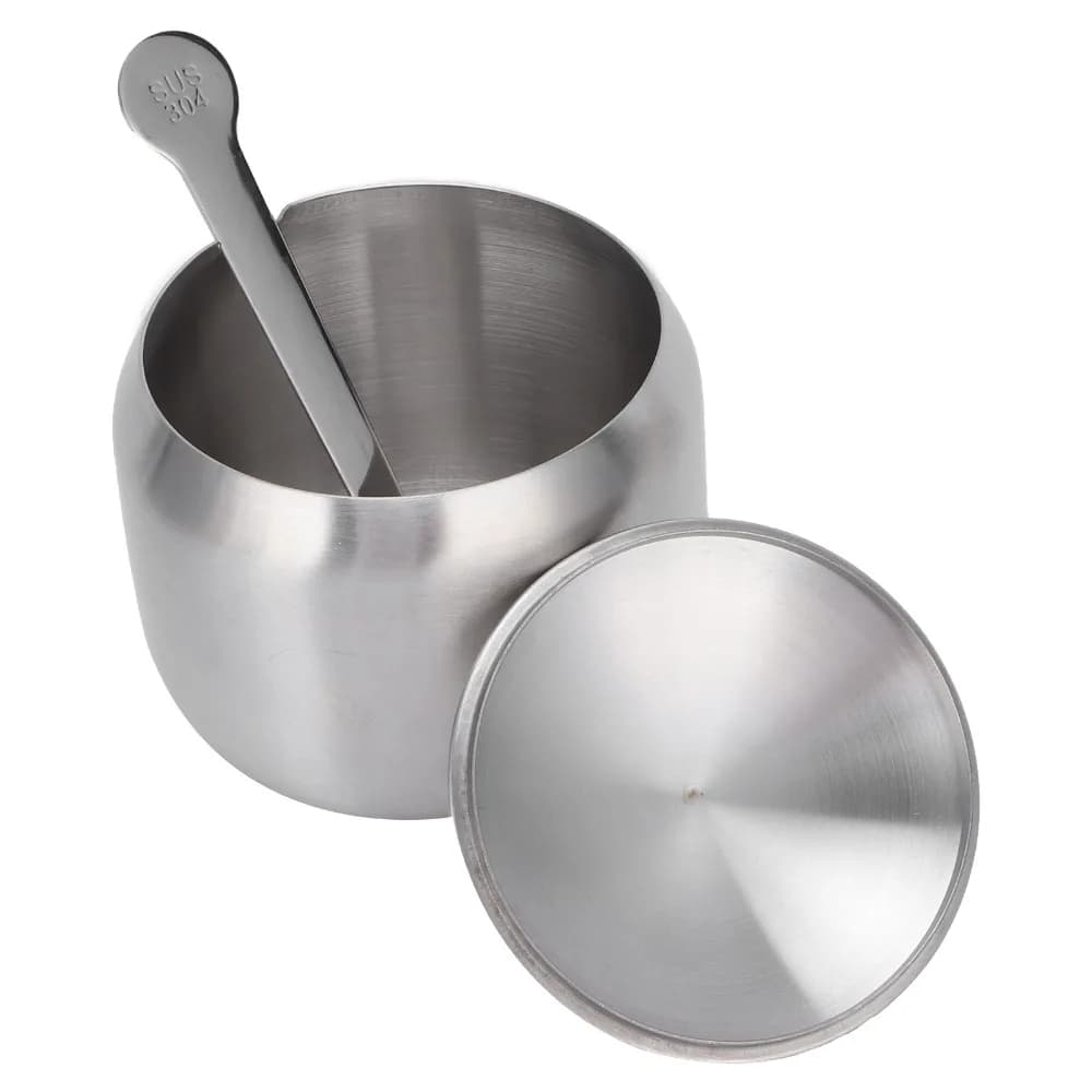 304 Stainless Steel Seasoning Pot Set 300ml With Lid Spice Jar Set With Serving Spoons With Non-slip Base