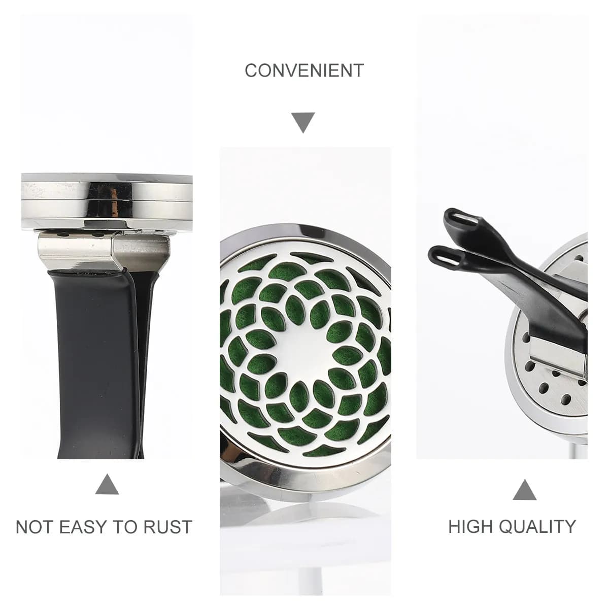 Car Aroma Diffuser with Motive Floral Drilling, Stainless Steel Ventilation Bushing Clip, Car Portable Deodorant, Office, Bathroom