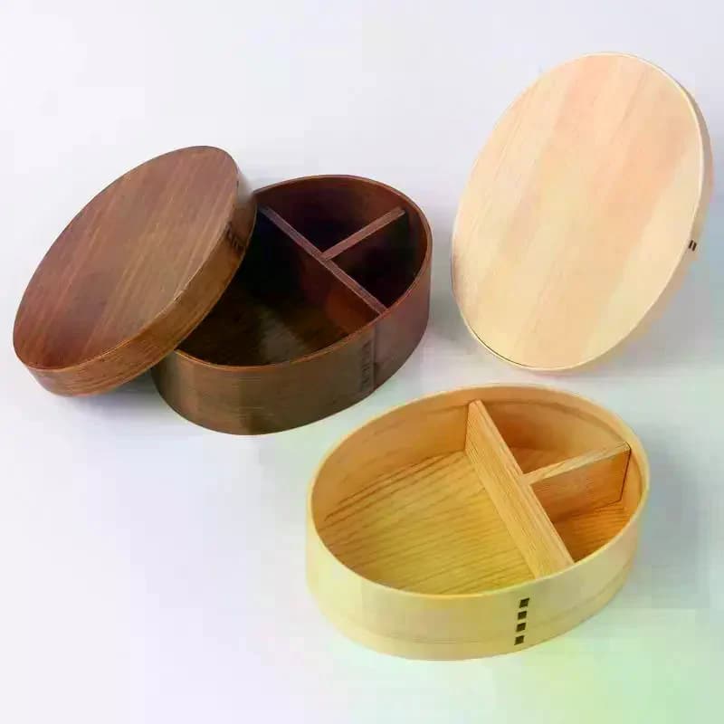 Wooden Food Container Japanese Style Bento Children' S Lunch Box School Tableware Bowl Box Fresh