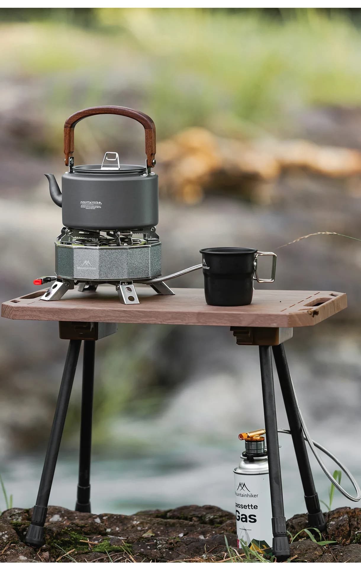 MOUNTAINHIKER Fornello a Gas Portatile per Campeggio, Bruciatore Pieghevole da 6400W per Escursionismo, Picnic e Barbecue all'Aperto