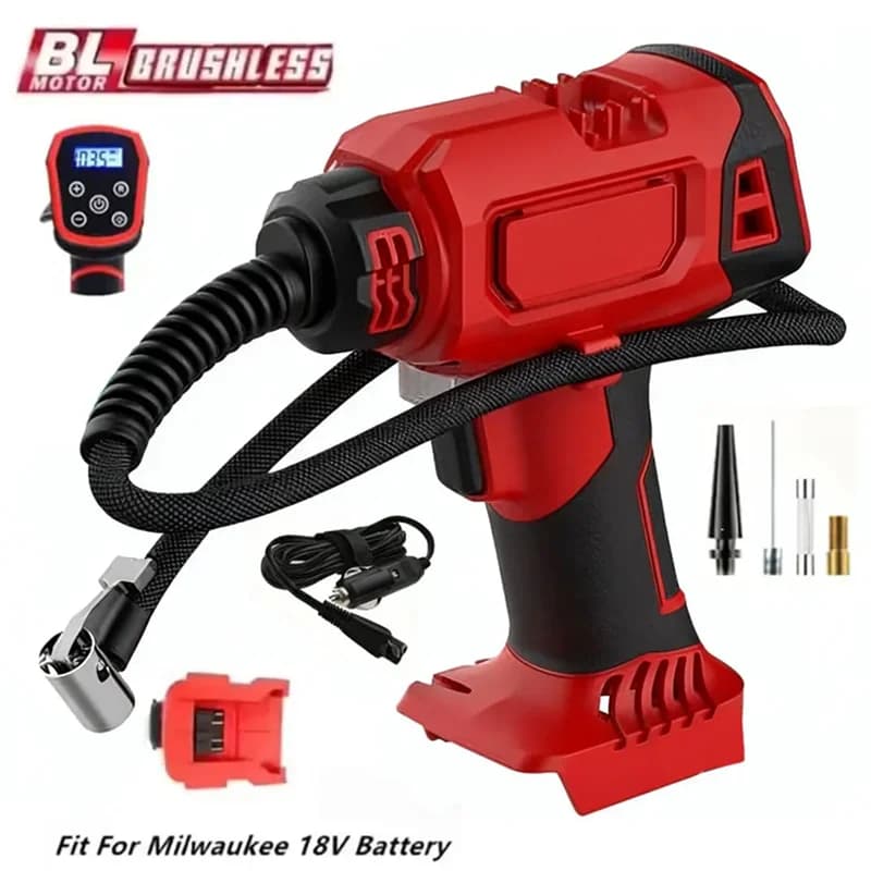 Fit for Milwaukee 18V Battery Electric Air Pump Cordless Car Tire Automatic Inflator Handheld Air Compressor Power Tools