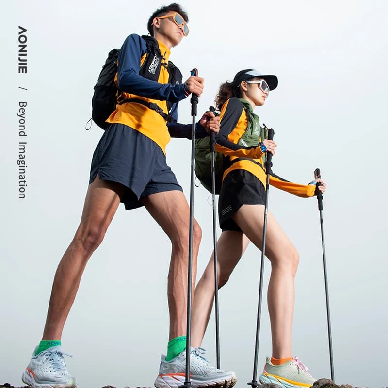 AONIJIE E4204 Carbon Fiber Foldable Trek Stick Light Walking Stick for Hiking Running Mountaineering with Fixed Drawstring